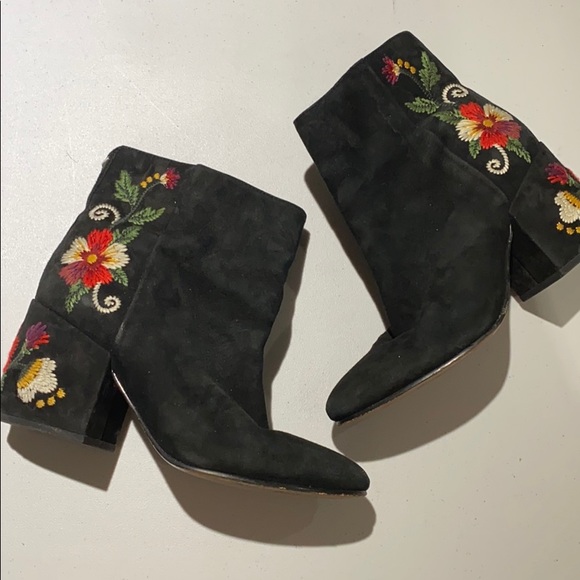 Sam Edelman embroidered suede ankle boots - Picture 3 of 4